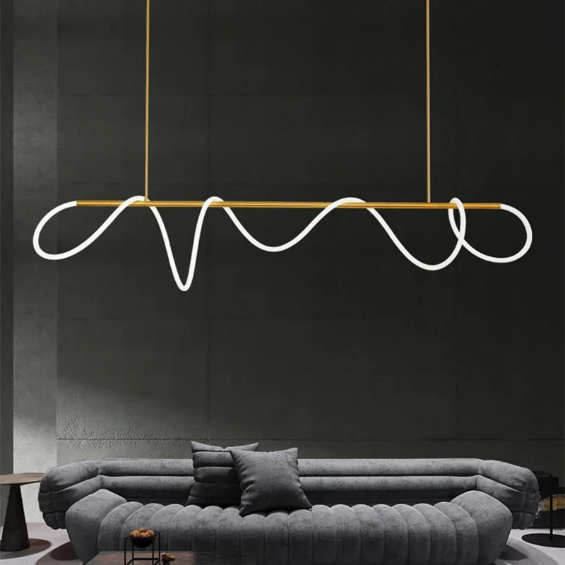 Modern Hose Led Chandelier Nordic Gold Loft Lamp Long Dining Room Light Center Table Kitchen Pendant Lamp For Home Decor Lights