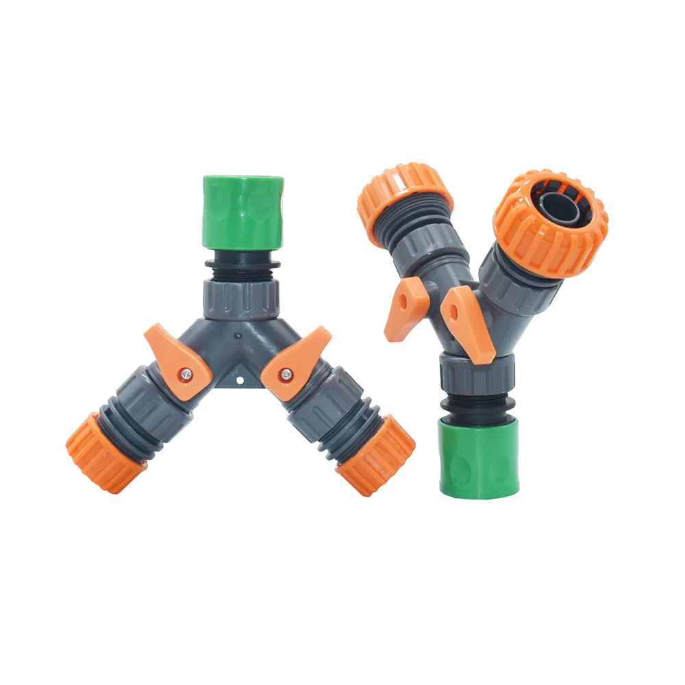 1/2'' 3/4'' Garden Hose Splitter 2way Tap Valve Connector OD16mm 20mm Y-Type Garden Irrigation Hose Fittings Water Gun Adapter
