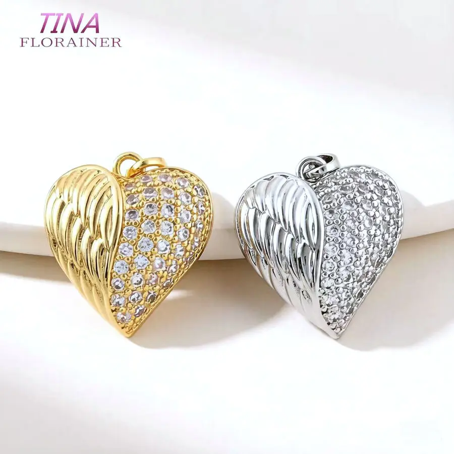 

4PCS 17*18MM 18K Gold Color Brass with Zircon Heart Charms Pendants Necklace Earrings Jewelry Making Accessories