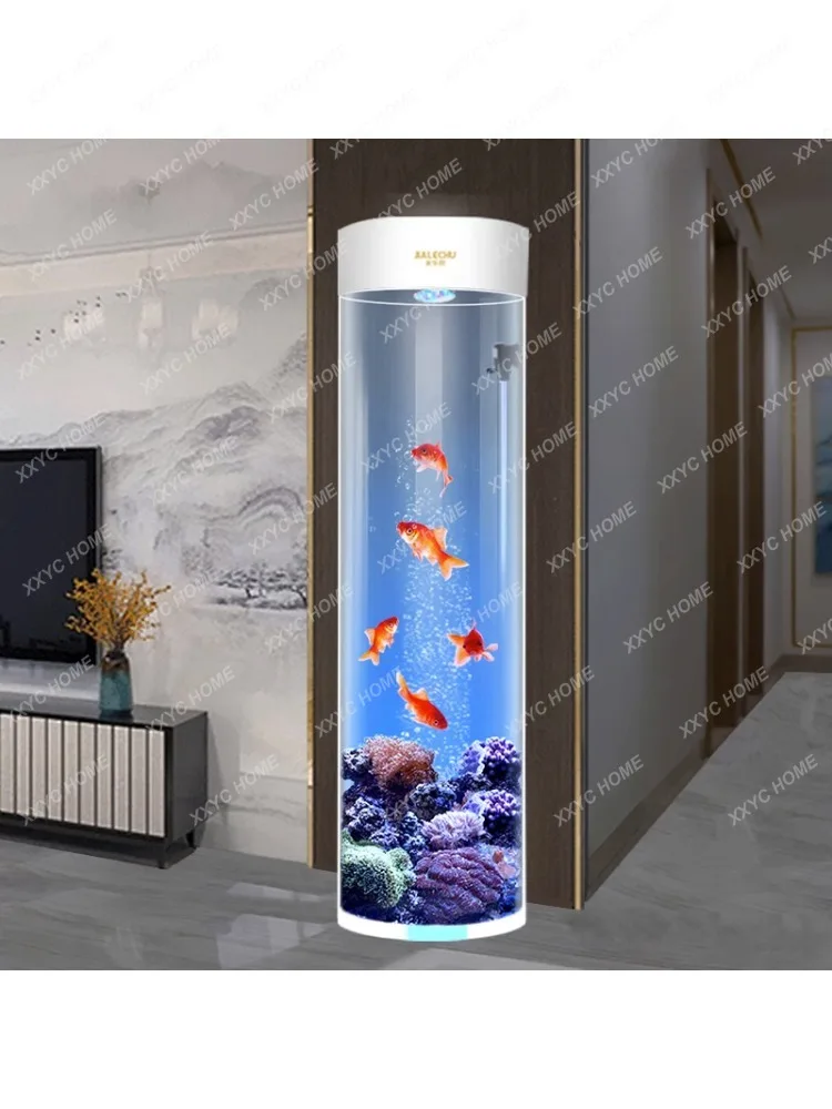 Cylindrical Fish Tank Vertical Fish Globe Acrylic Change Water Ecological Aquarium