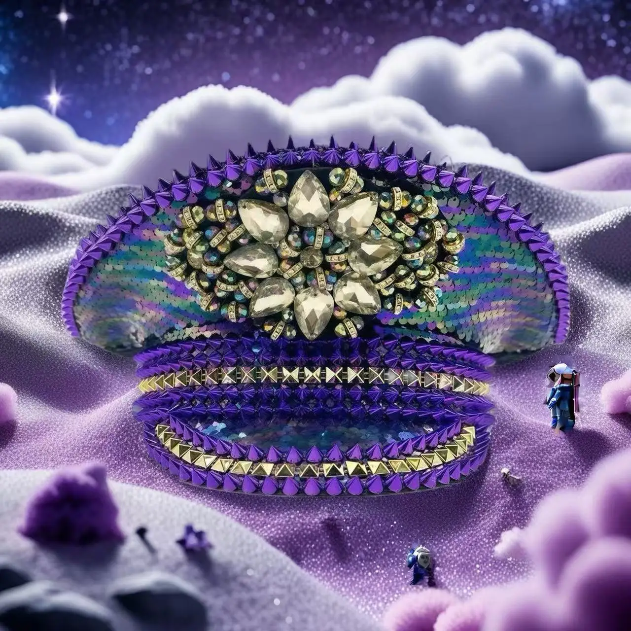 HongLuan Luipaard Halloween-kostuumhoed, Kapitein Hoeden Strass voor Burning Man Festival Vrouw, Cosplay Vrouwelijke Accessoires