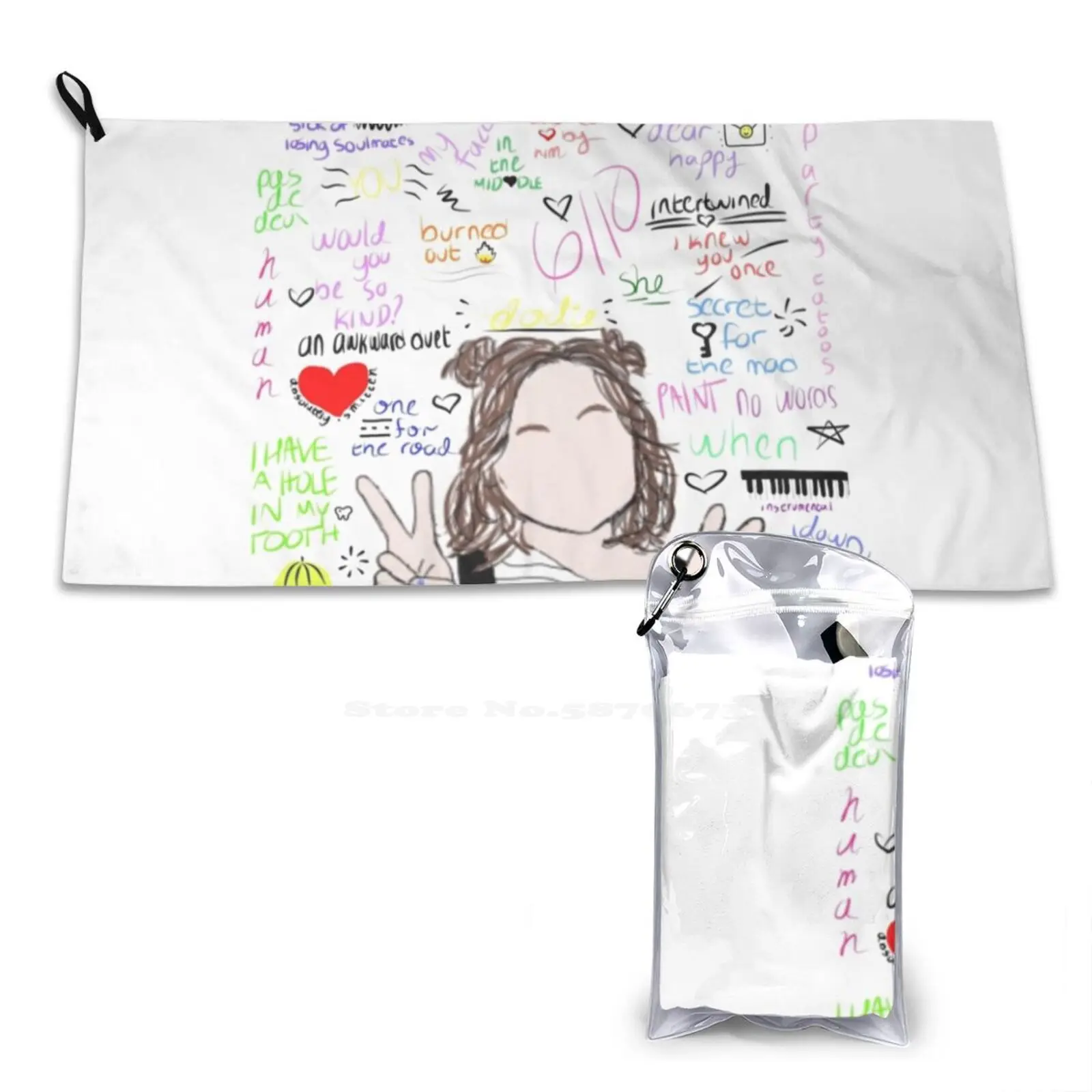 Dodie Clark Song Collage Soft Towel Quick Dry Beach Towel Dodie Clark Dodie Songs