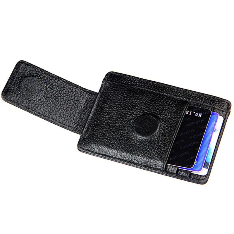 Mens Leather Money Clip Front Pocket Wallet Magnetic Credit Card Holder