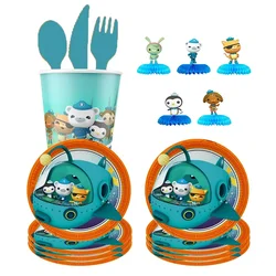 Disney cartoon The Octonauts DIY disposable Paper cup tray  tablecloth tissueHappy Birthday Baby Shower Party Supplie Decoration