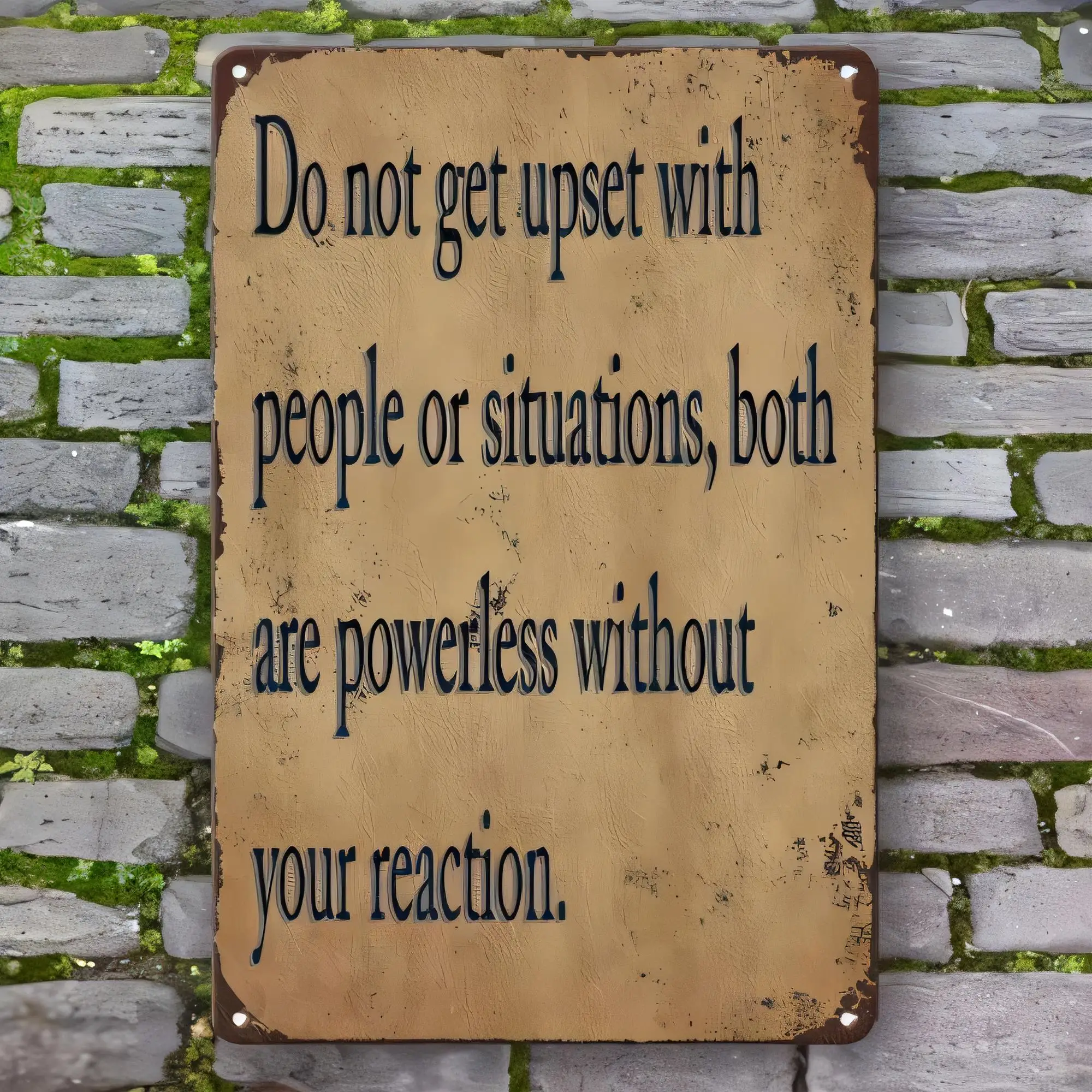 Tin Sign Do Not Get Upset With People Or Situations Both Are Powerless Without Your Reaction Vintage Retro Metal Wall Decor Plaq