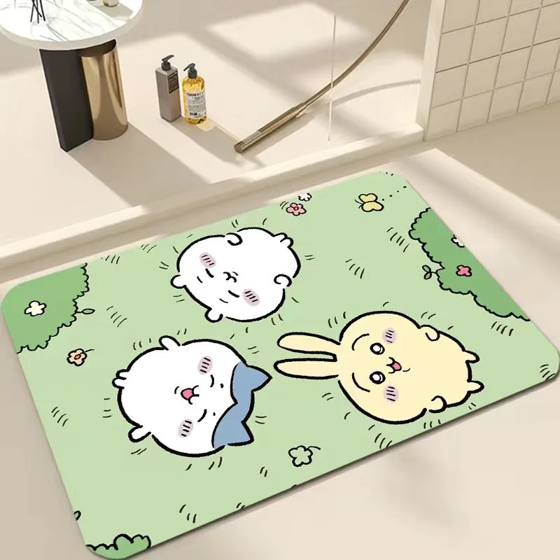 سجادة كرتونية لطيفة من Chikawa سجادة حيوانات Kawaii للأطفال وغرفة النوم وغرفة المعيشة وديكور المنزل سجادة حصيرة ملونة باللون الأصفر والوردي