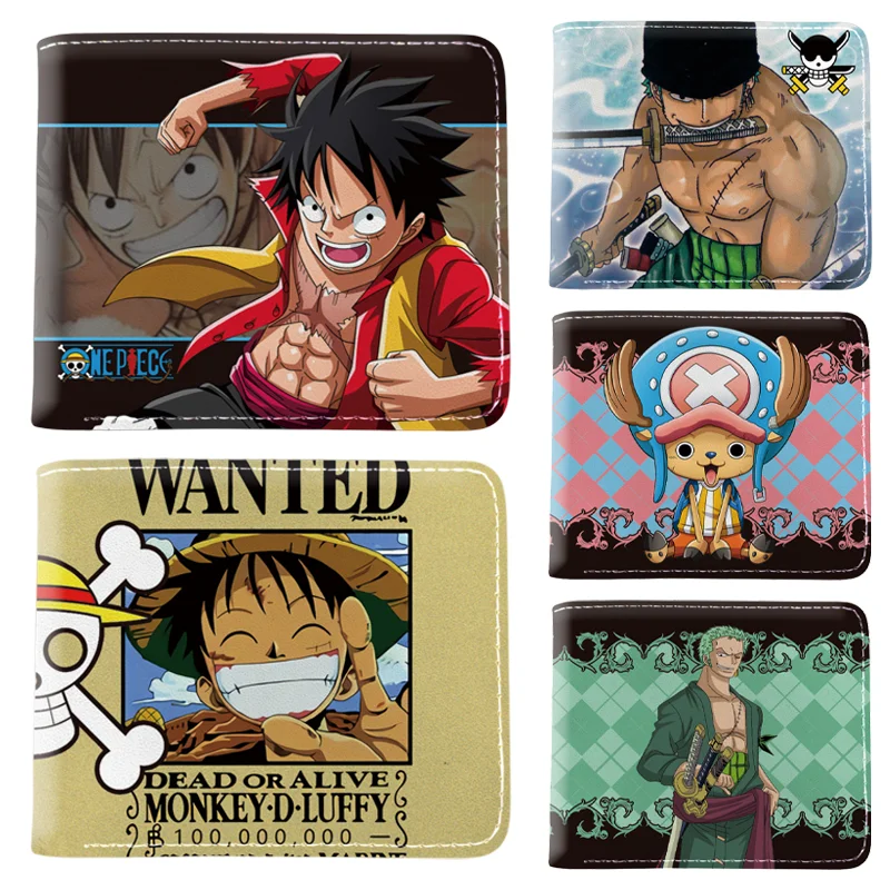 

One Piece Coin Purse Fashion PU Leather Short Wallet Cartoon Men Women Fold Wallets Storage Bag Student Card Holder Case Gifts