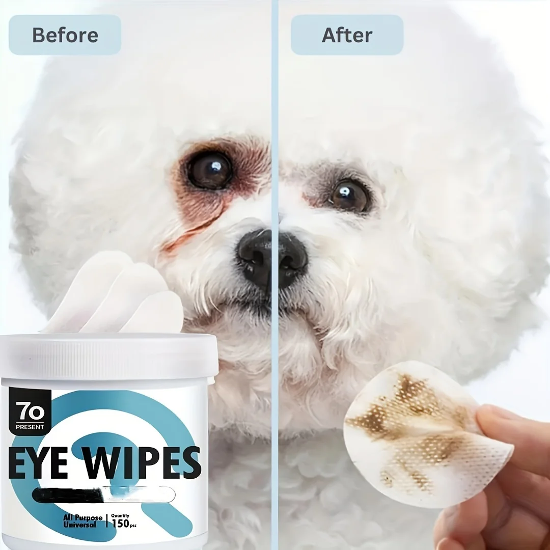 150 Count Clean Pet Eye & Ear Pet Wipes -Pre-Moistened Puppy Pads for Ear Cleaning -Cleansing Ear Wipe for Dogs