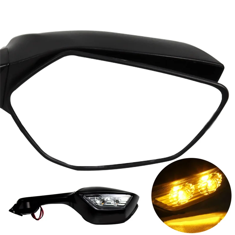 

Motorcycle Rearview Mirrors With LED Turn Signals Lights For Kawasaki Ninja ZX-10R ZX10R ZX 10R 2011-2015 Replacement-FSM