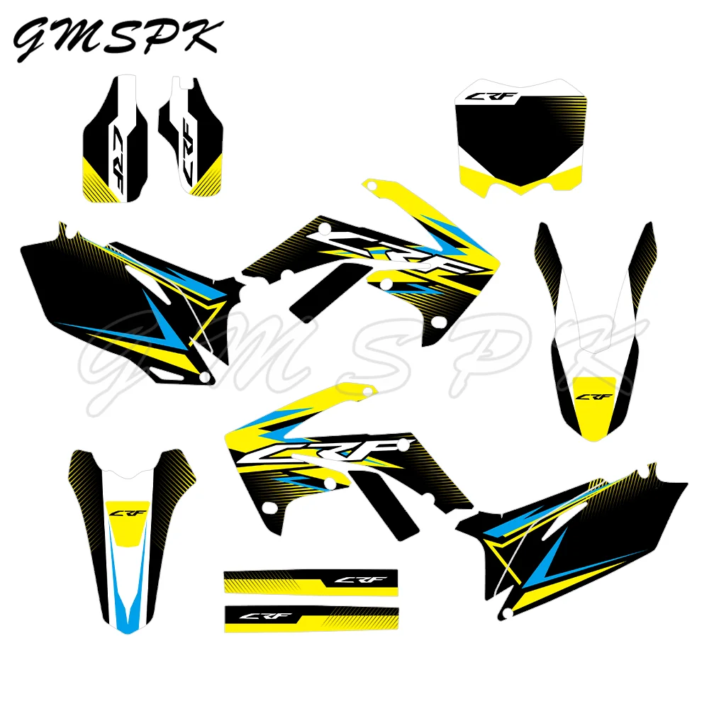 フルセットパーソナライズされたフェアリンググラフィック背景デカールステッカー ホンダ CRF250R CRF250 2010-2013 CRF450R CRF450 2009-2012 に適合