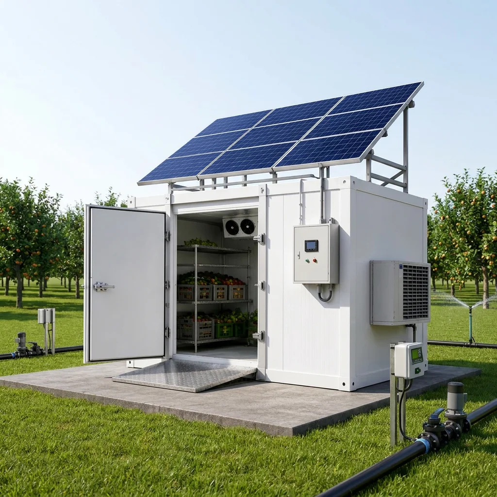 Walk-in Chiller Freezer Container Soundproof Panel Easy Operate Farm Custom Solar Panel Powered Cold Storage Room