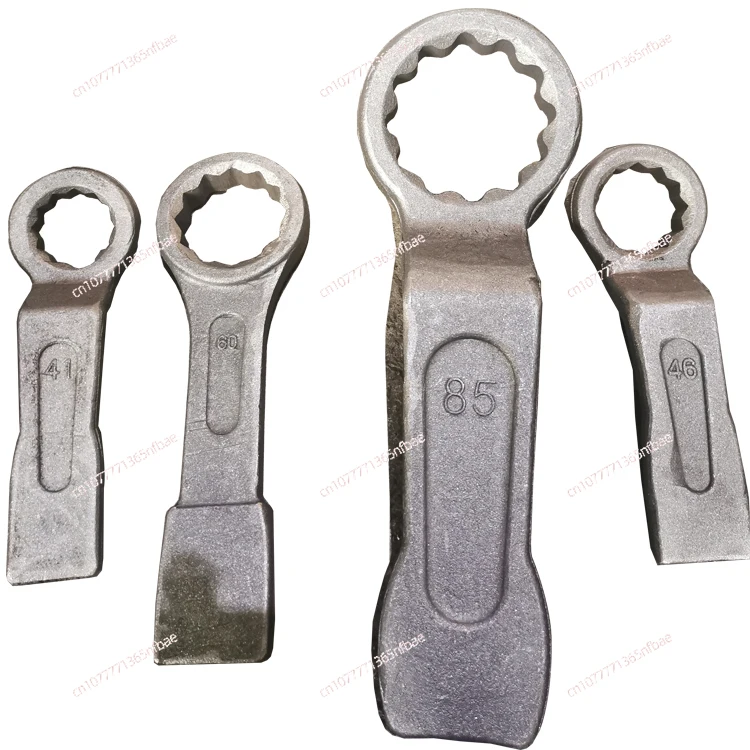 Hot Forged Heavy Duty Gray Manual Wrench, Single Head Straight Shank Hammered Box End Wrench for Press & Auto Repair