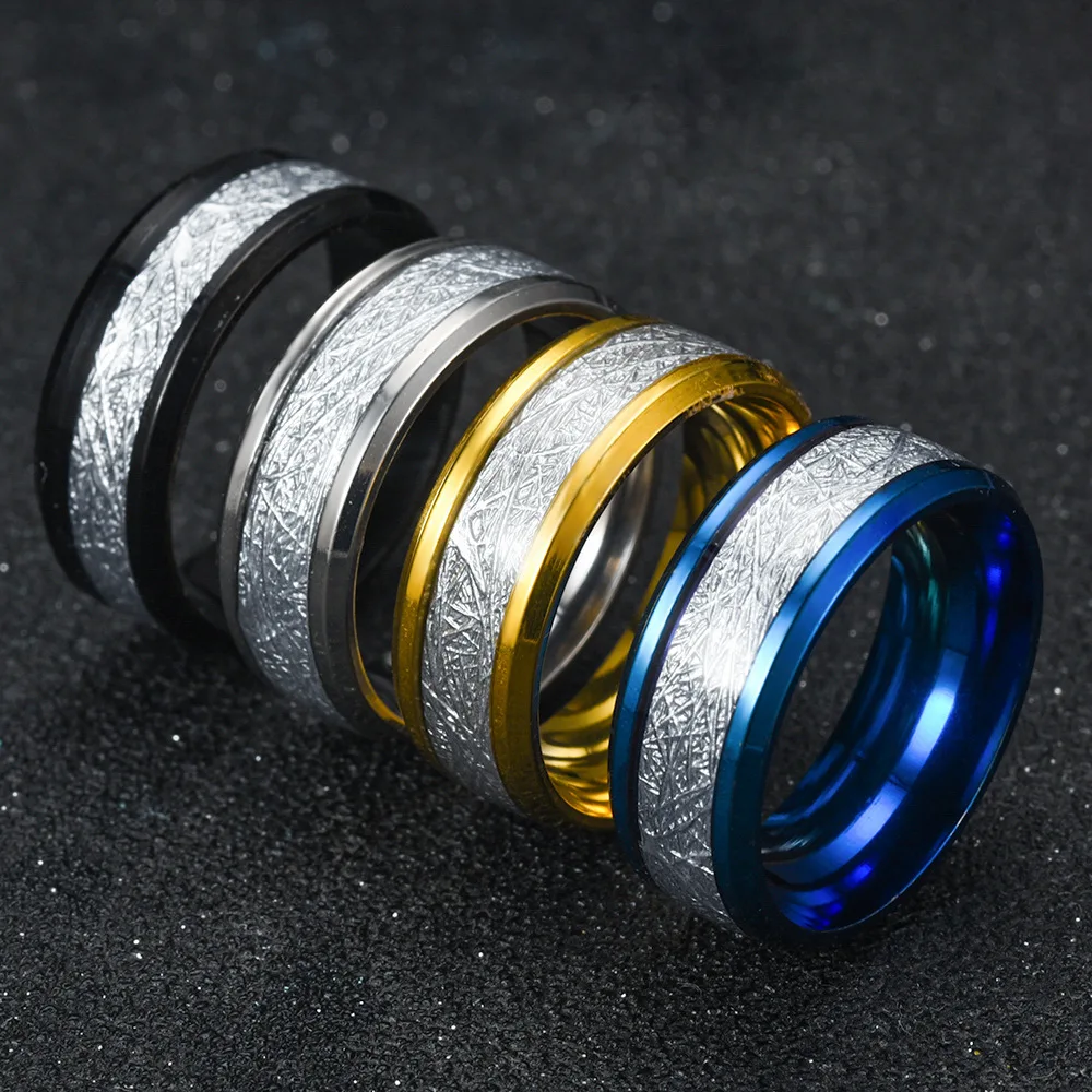 2022 New Punk Bohemian Titanium Steel Drop Oil inlaid Ice Silk Men And Women Wedding Ring Jewellery Christmas Halloween Gift