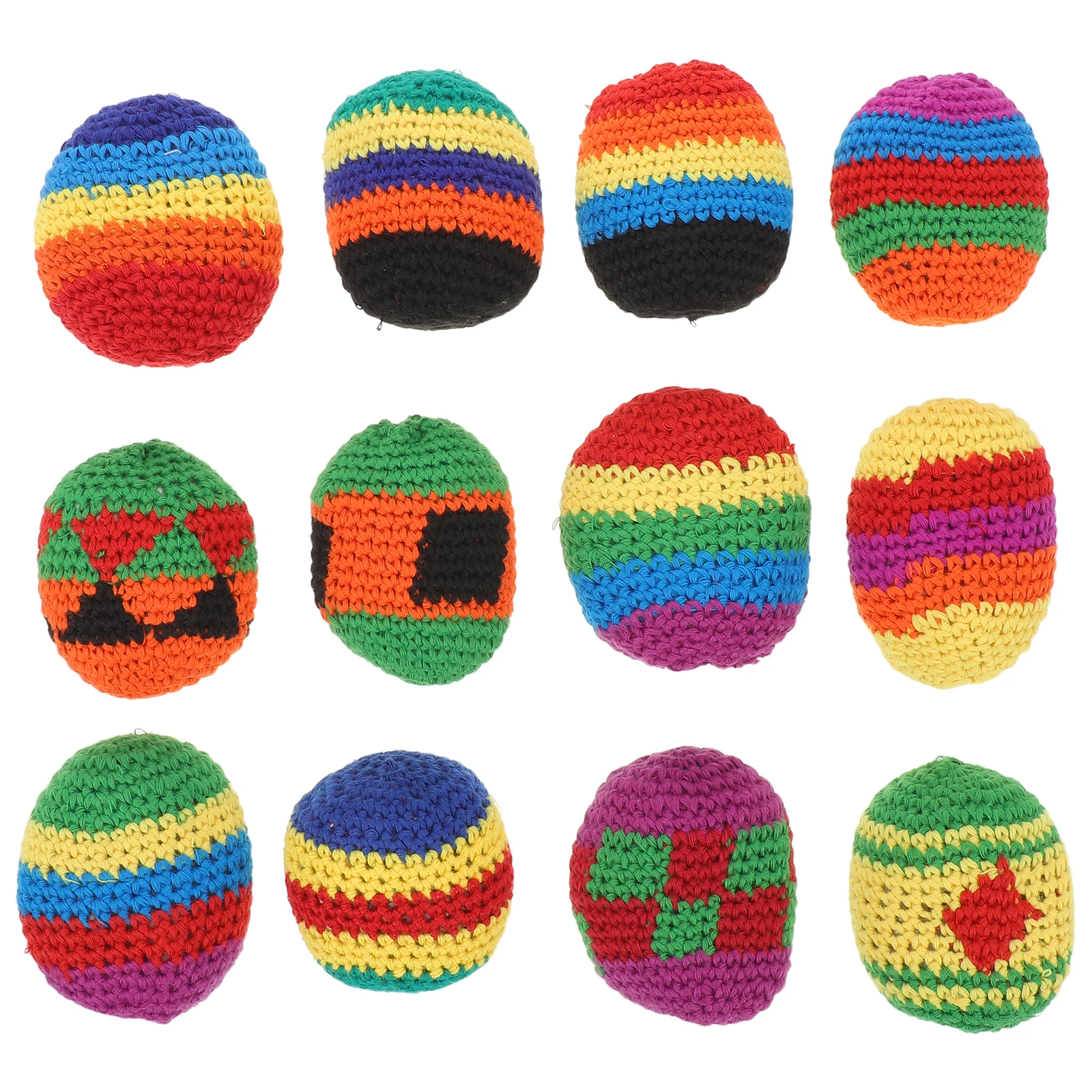 12 Uds. Bolsa de arena tejida a mano, bolas artesanales, juguetes hechos a mano para niños pequeños, bolsas para lanzar hilo para niños