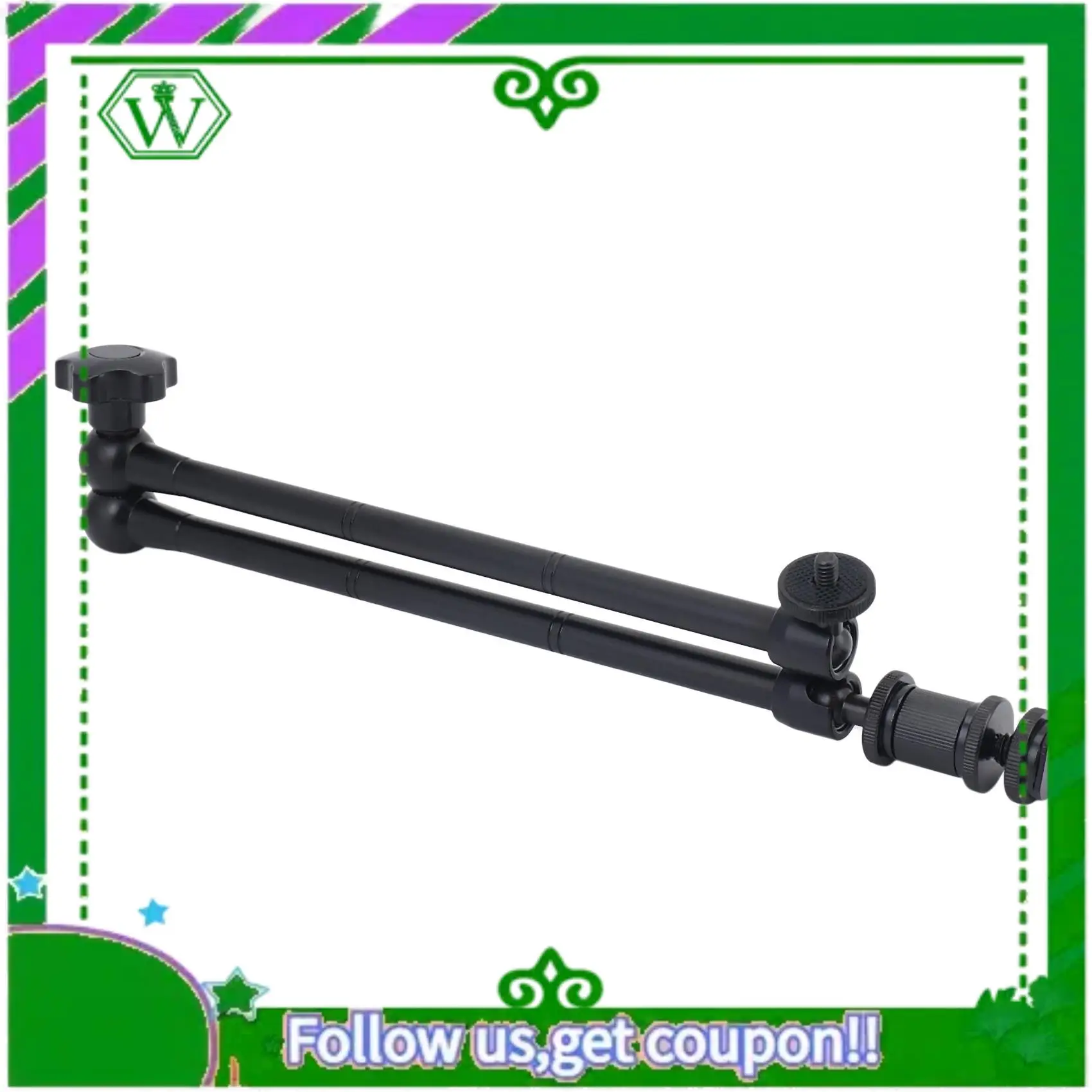 ABIK-3Pcs 20Inch Adjustable Articulating Friction Magic Arm With Hot Shoe Mount For LED Light DSLR Rig LCD Monitor