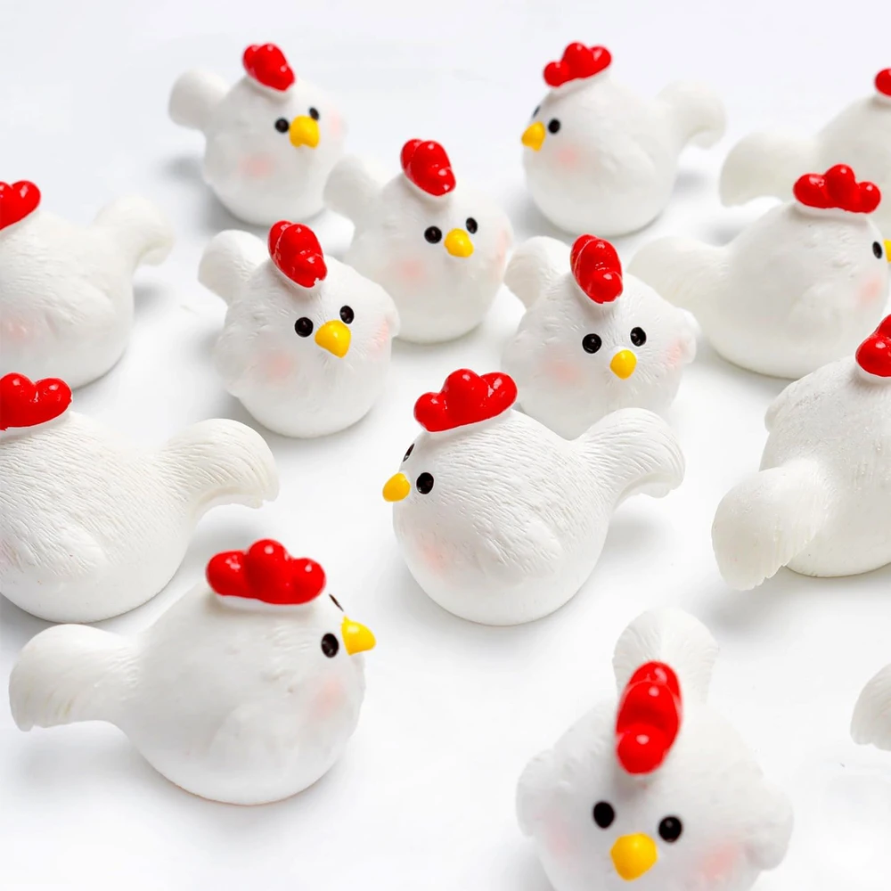 2/4pcs Mini Resin Chick Figurines, Farm Animal Miniature Fairy Garden Micro Landscape Ornament, DIY Craft Decoration