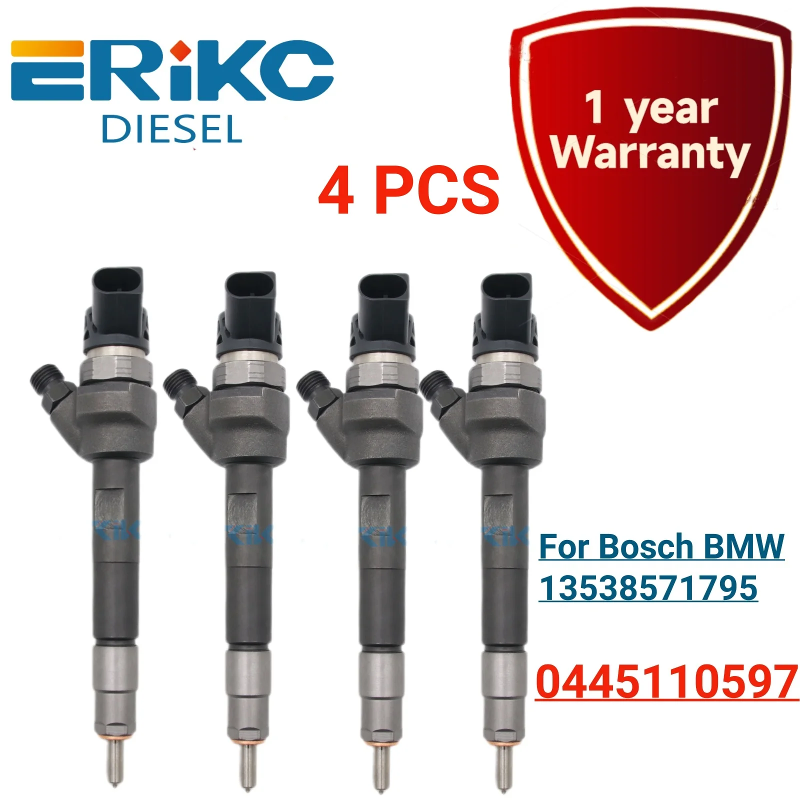 4PC Fuel Injector 0445110597 Diesel Fuel Injector 13538506548 Auto Engine Sprayer Nozzle 0445 110 597 for Bosch BMW 13538571795