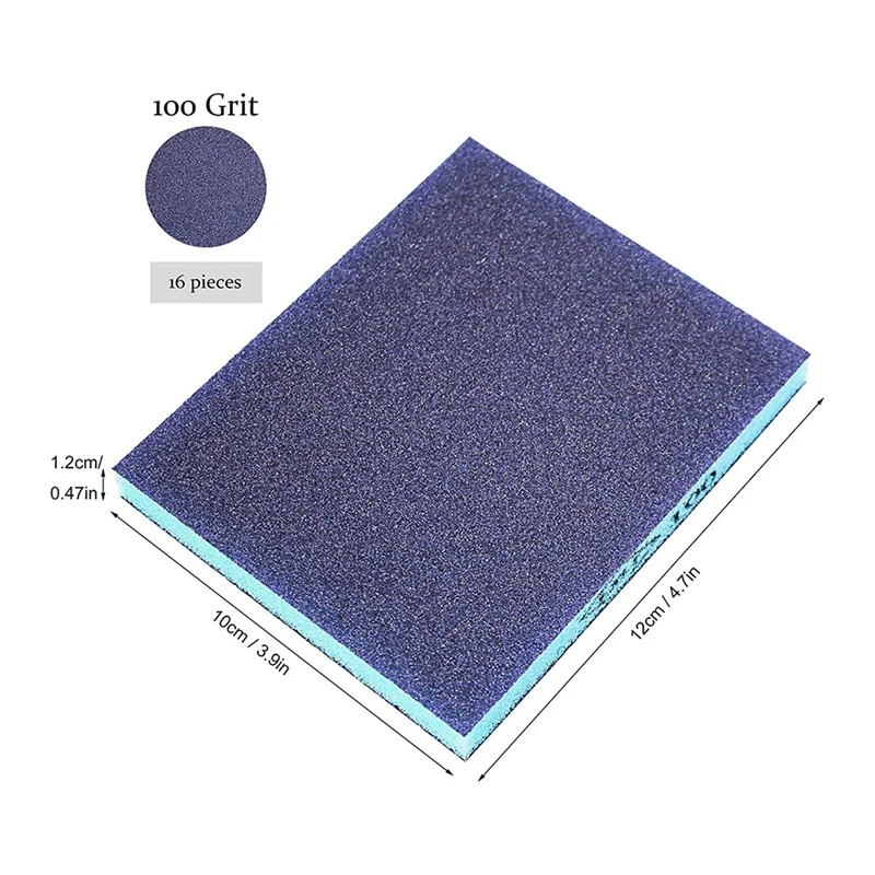 ฟองน้ำขัด,16ชิ้น Sanding Blocks, Reusable และล้างฟองน้ำทรายชุดสำหรับพลาสติก,ไม้,โลหะ