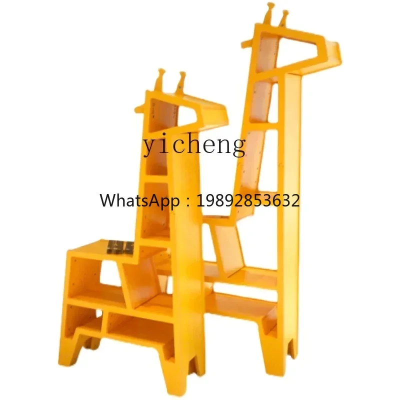 Simple Giraffe Bookshelf Drawing Book Library Bookcase Solid Wood Creative Animal Shape Display Stand