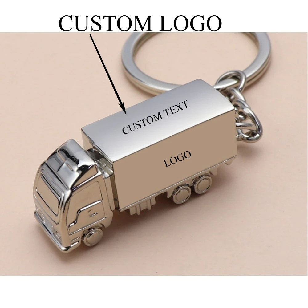 Creative Truck Style Model Keychain Fashion Metal Car Key Chain Custom Logo Silver for Men Bag Keyring Ring Accessorie Gift