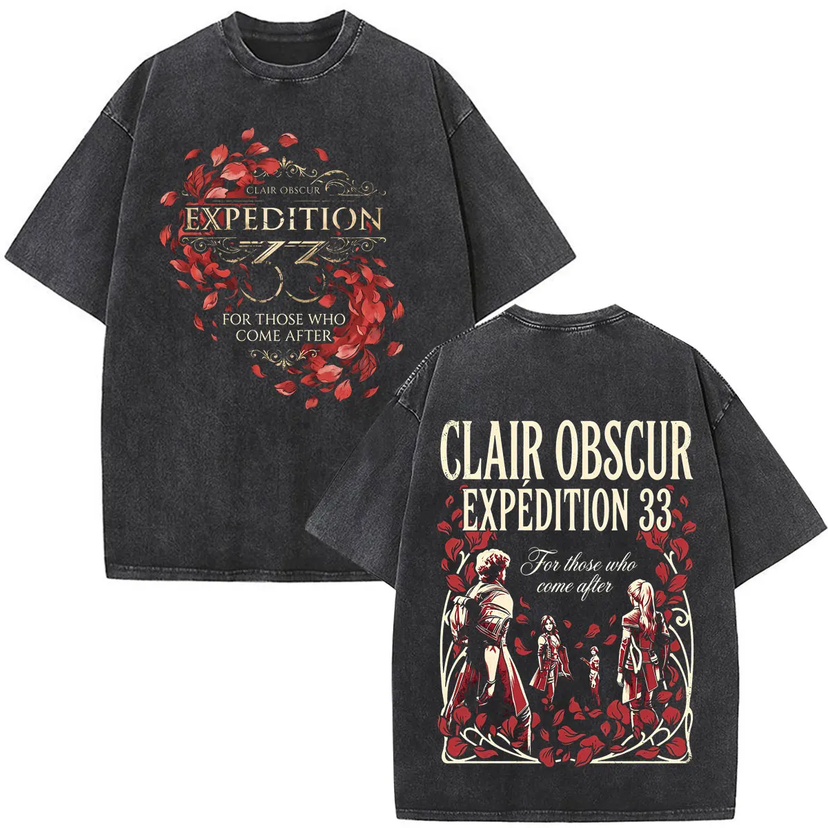 Clair Obscur Expedition 33 for Those Who Come After Vintage Washed T Shirt Men Women Fashion Oversized Short Sleeve T-shirt Tops