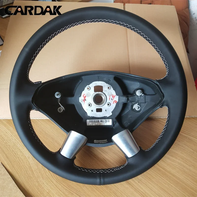 CARDAK Black Smooth Leather Steering Wheel Cover for Mercedes Benz Viano w639