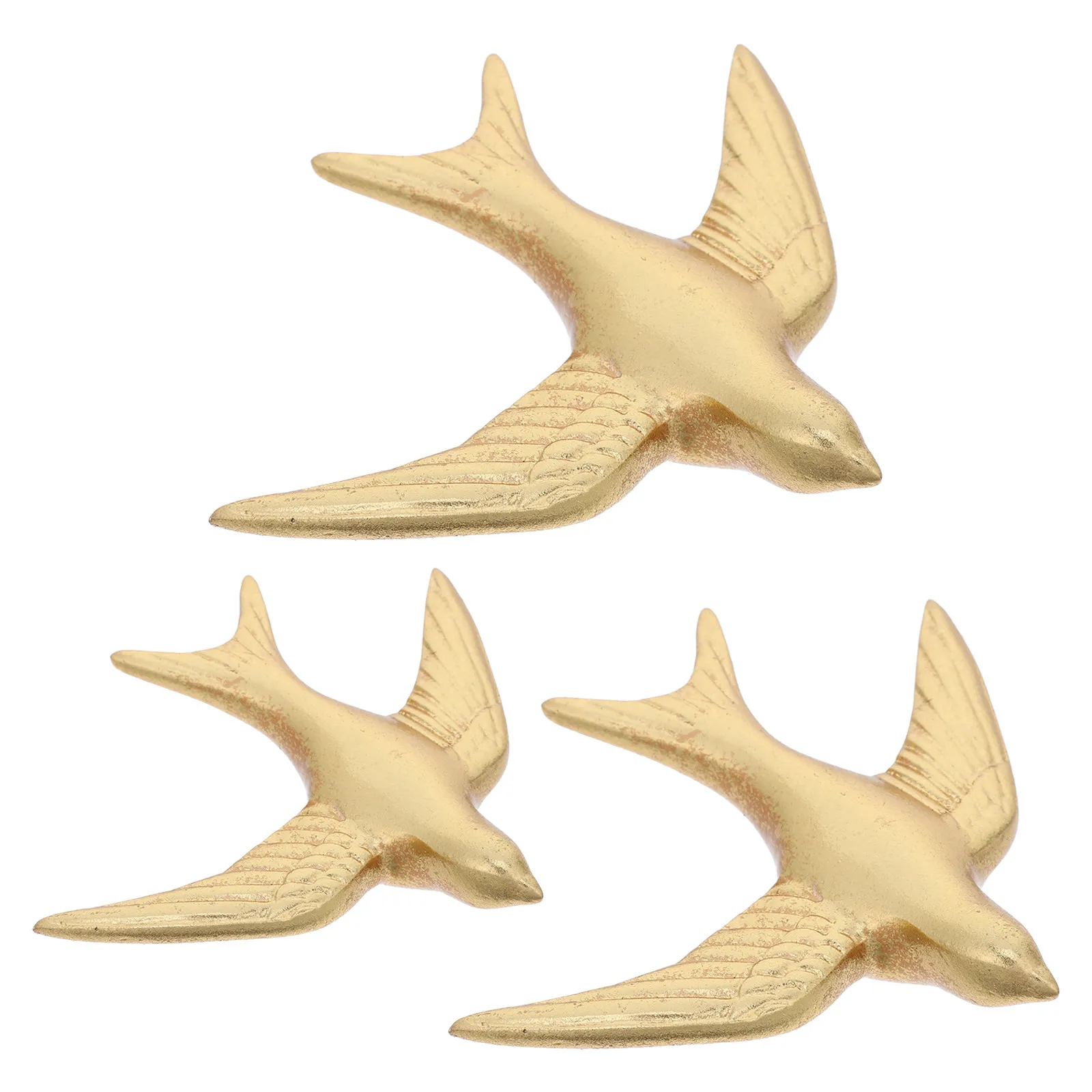 3Pcs Gold Resin Swallow Wall Decoration Vintage Bird Sculpture Flying Art for Living Room Bedroom Garden Outdoor Wall Resin