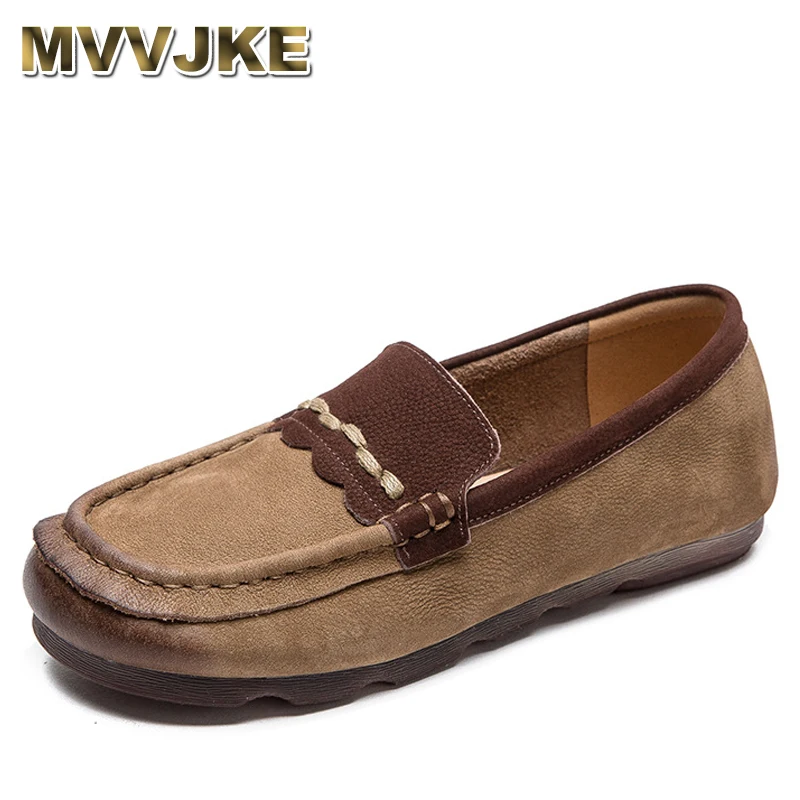 

Cow Suede Genuine Leather Summer Moccassin Women Good Cushioning Flexible Flats Loafer Retro Soft Soled Comfy Shoes