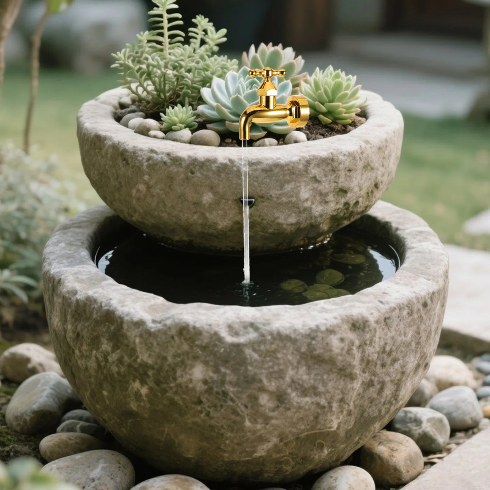 

1Set Floating Tap Fountain Invisible Flowing Water Spout Outdoor Garden Yard Patio Fountain Decor USB Garden Water Feature