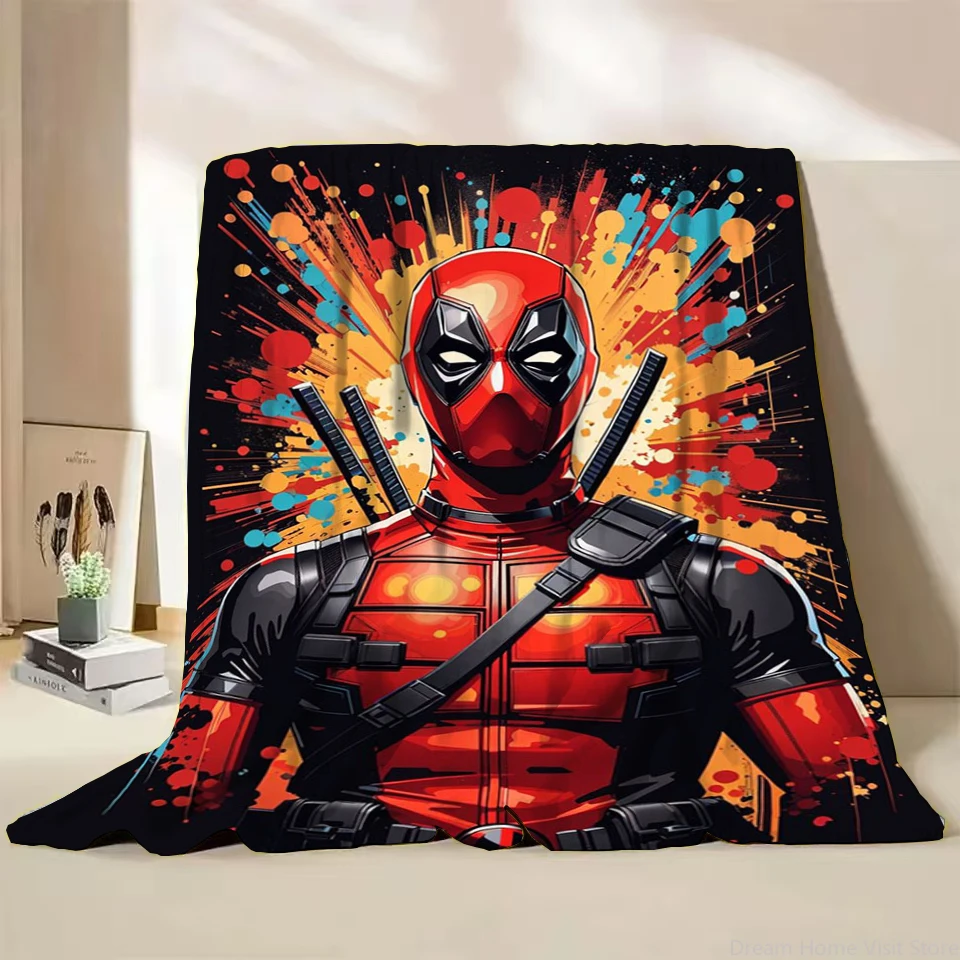 

Deadpool Flannel Fleece Blanket for Home Bedroom Bed Sofa Office Picnic Children's Cover Adult Soft Blanket Kid Cool Gift MINISO