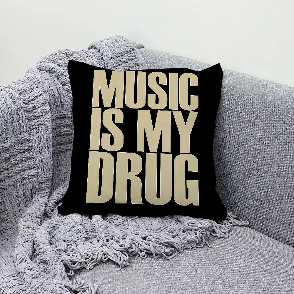 Music Is My Drug Luxury 30x30cm 45x45cm Pillow Case Decor Protective Covers Comfortable Soft For Sofa Living Room Home Office