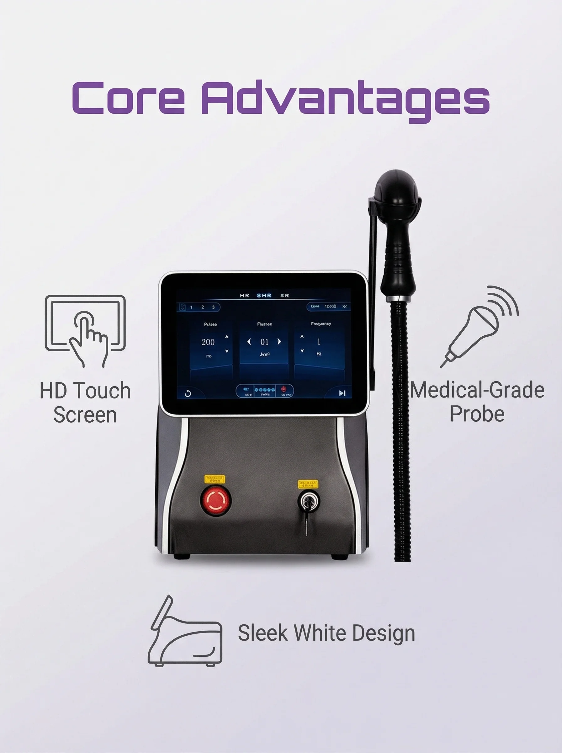 

Diode 3 Wavelength Hair Removal Device 808nm 1064nm Soprano Freezing Point Painless Permanent Removal for Smooth Skin