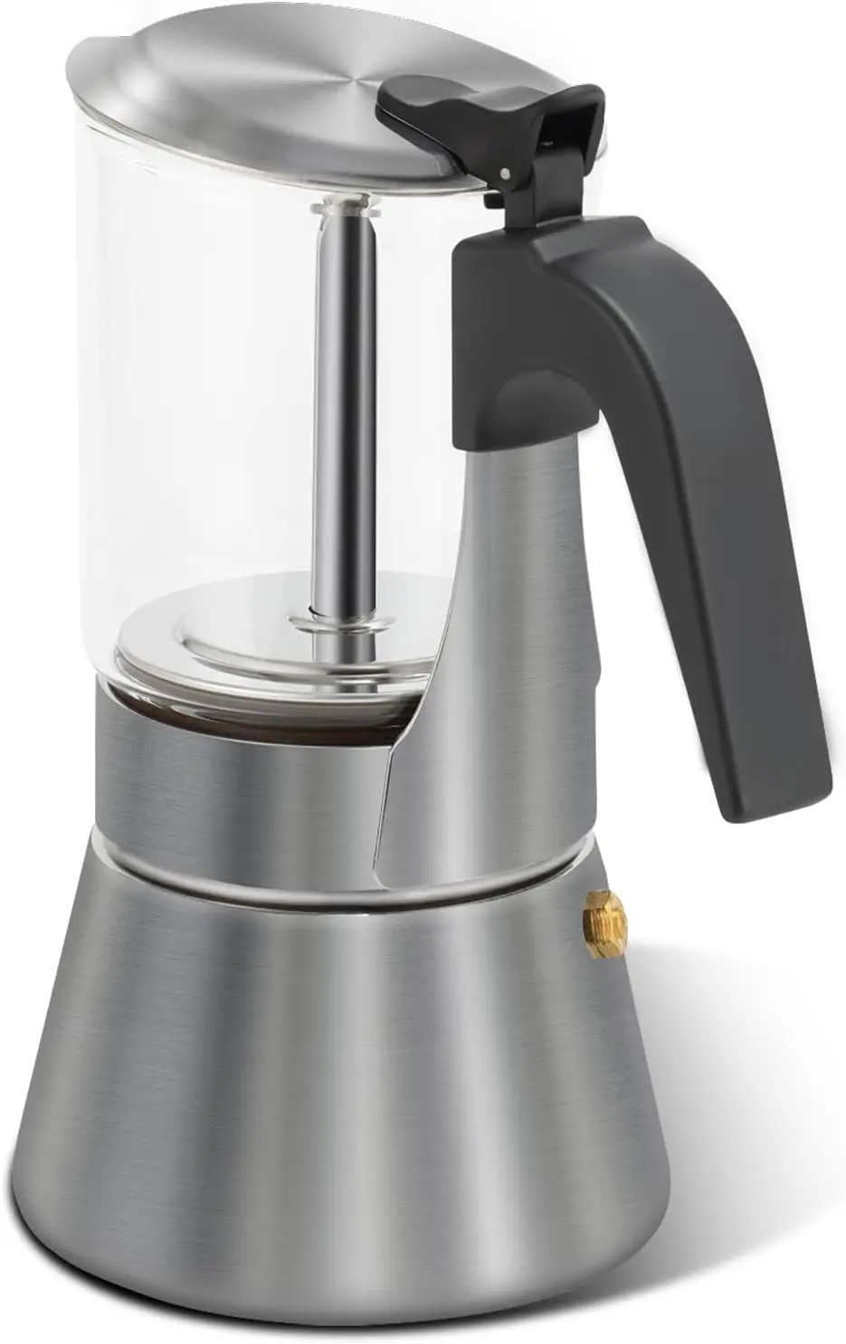

Glass Top Moka Pot, Stainless Steel Stovetop Espresso Maker for Italian Coffee, 4 Cup/160ml/5.6oz Gift