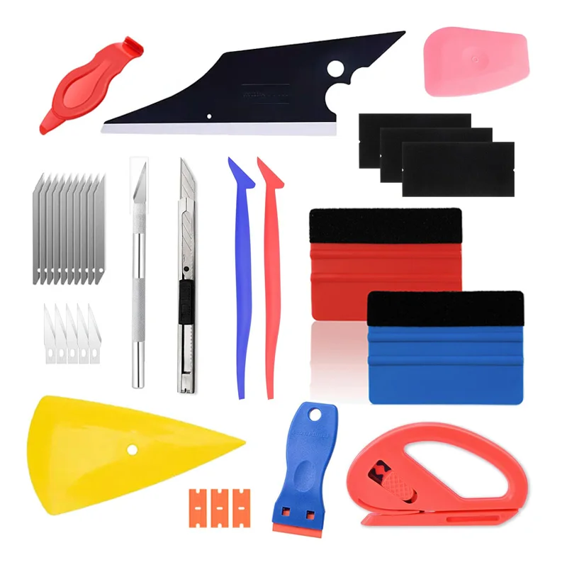 Auto Film Wrapping Tool Kit Venster Verven Gereedschap Vinyl Wrap Vilt Zuigmond Wrap Stick Vinyl Cutter Utility Mes Plastic Schraper