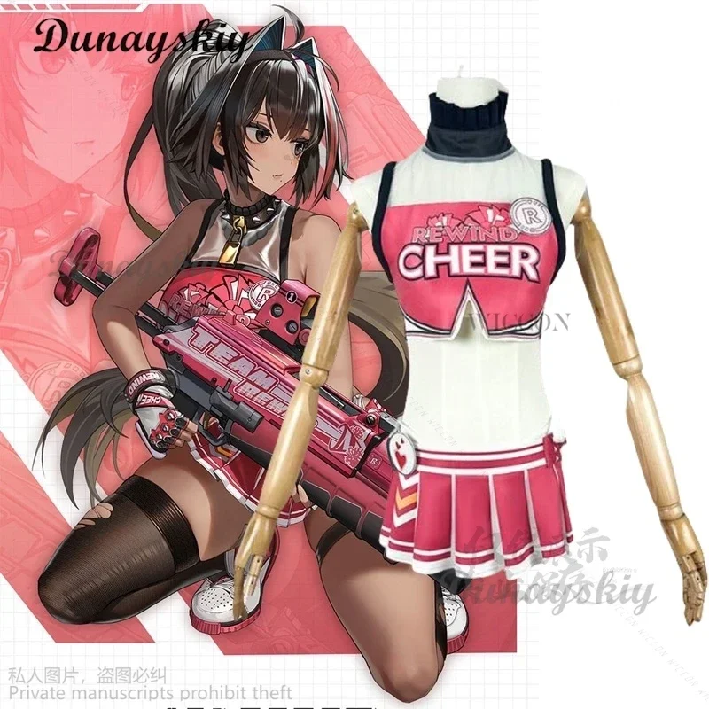 

Game NIKKE The Goddess Of Victory Cosplay Biy Costume Womens Cheerleader Cos Set Back Crop Top With Mini Pleated Skirt School