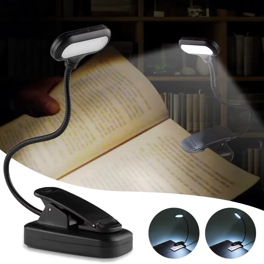 Mini LED Book Light with Eye Protection Flexible Clip-On Desk Lamp Adjustable Battery Powered Reading Lamp for Bedroom Studying