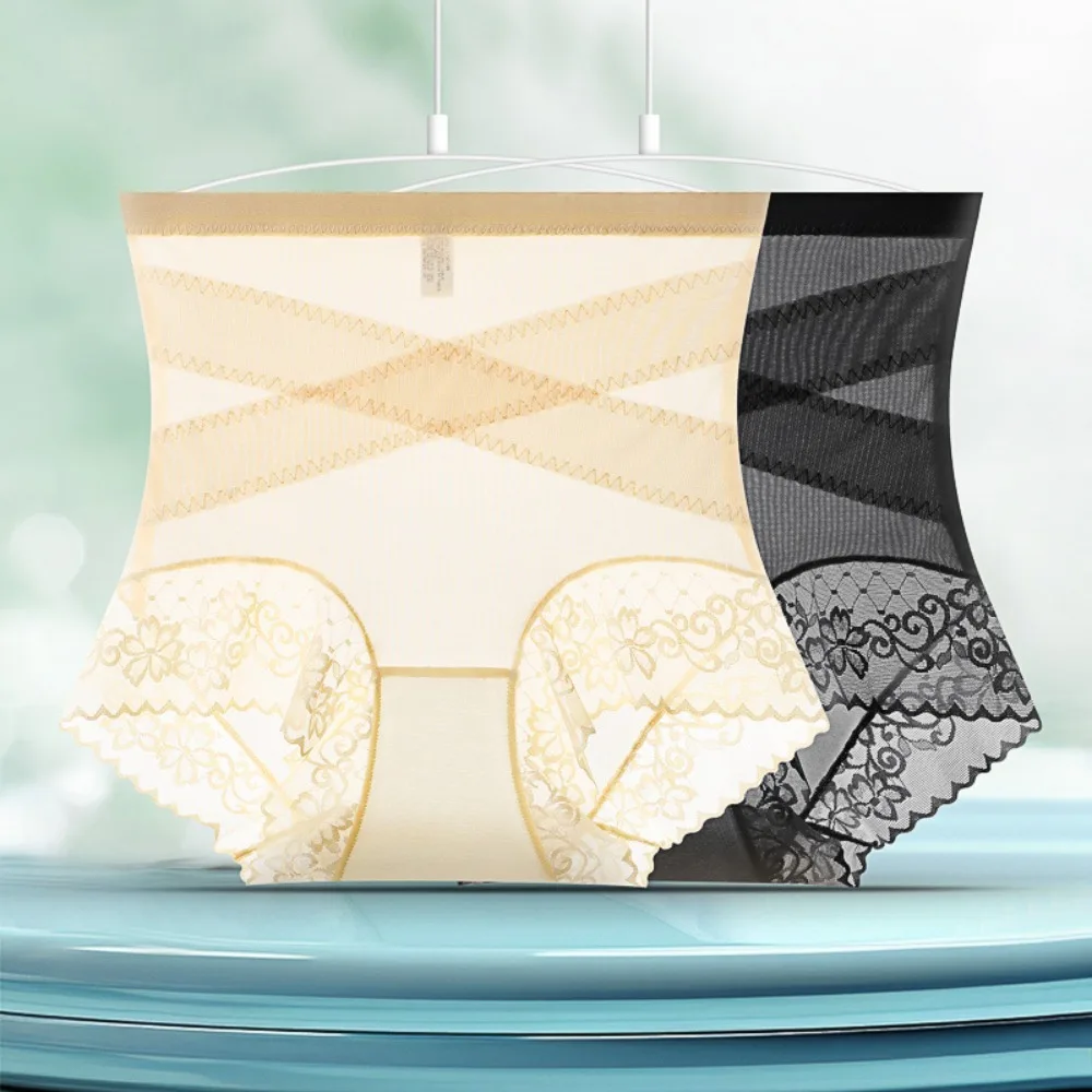 High Waist Thin Lace Panties Shapewear Mulberry Silk Crotch Postpartum Body Shaper Belly Contracting Seamless