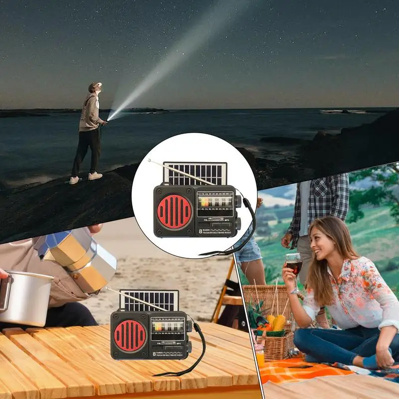 Радио оповещения о погоде, радио на солнечной энергии, USB и солнечная зарядка, светодиодный фонарик для штормового отключения, укрытия, дома, кемпинга, пешего туризма