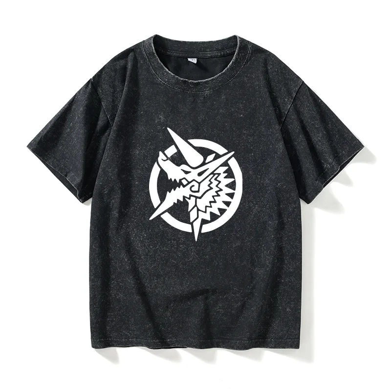 Monster World Iceborne Anime Utaaptor ort Sve T-irt ex Bla Camiseta de algodón con cuello redondo, camiseta de moda de verano