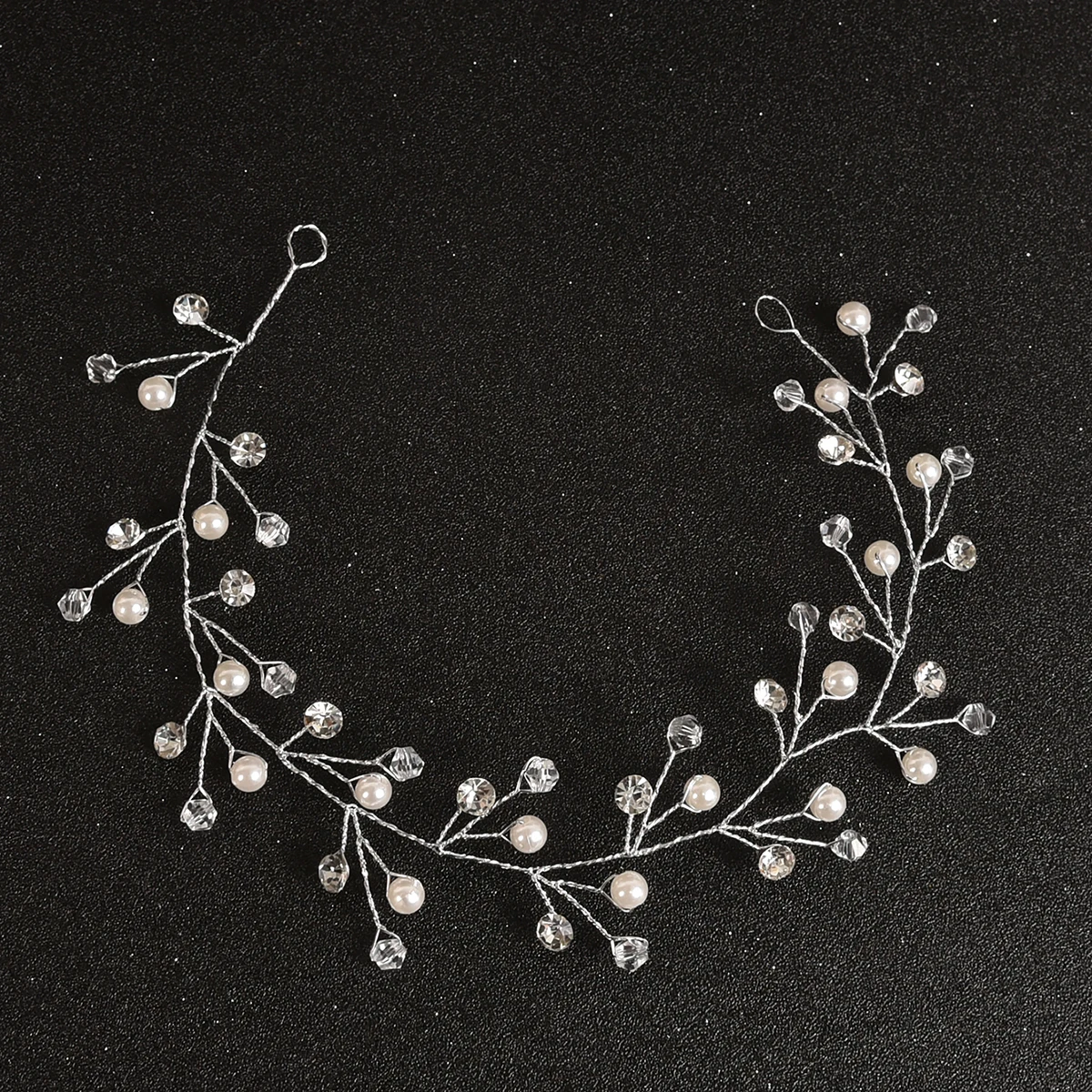 Fascia per capelli da sposa in cristallo perla bianca con strass da donna copricapo da sposa accessori per capelli gioielli