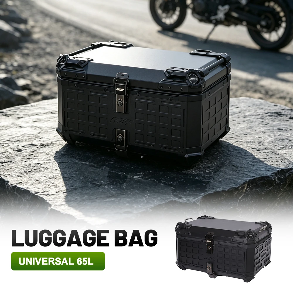 Large Grid Panel Motorcycle Rear Box For Universal Motorcycle Matte Hardcore Look Precise Base Outdoor Travel Cargo
