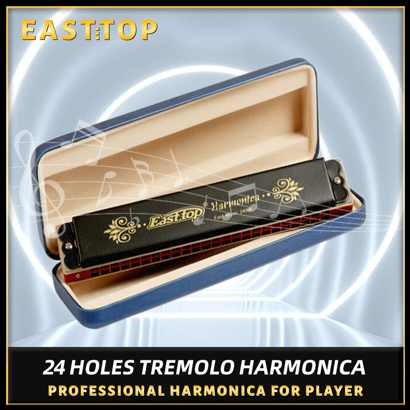 EASTTOP new tremolo T2406K 24holes harmonica,tremolo harmonica, mouth organ, black paint