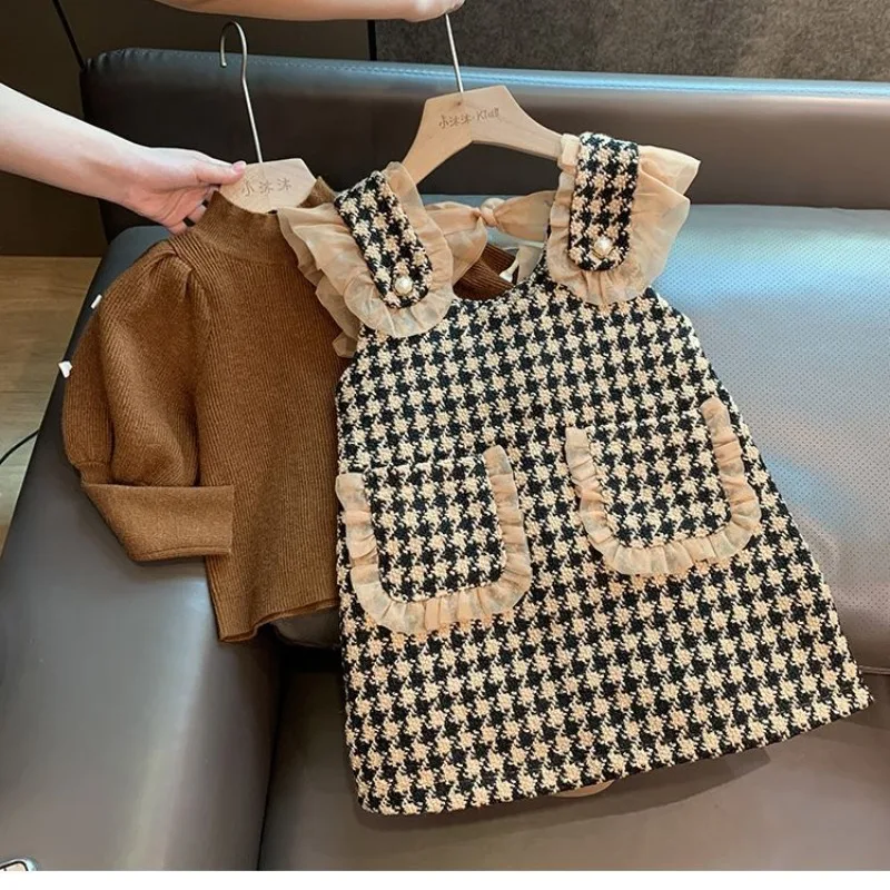 manches-longues-plaid-decontracte-polyvalent-western-enfants-vetements-pour-enfants-robes-filles-automne-hiver-nouvelle-mode-col-haut-pull