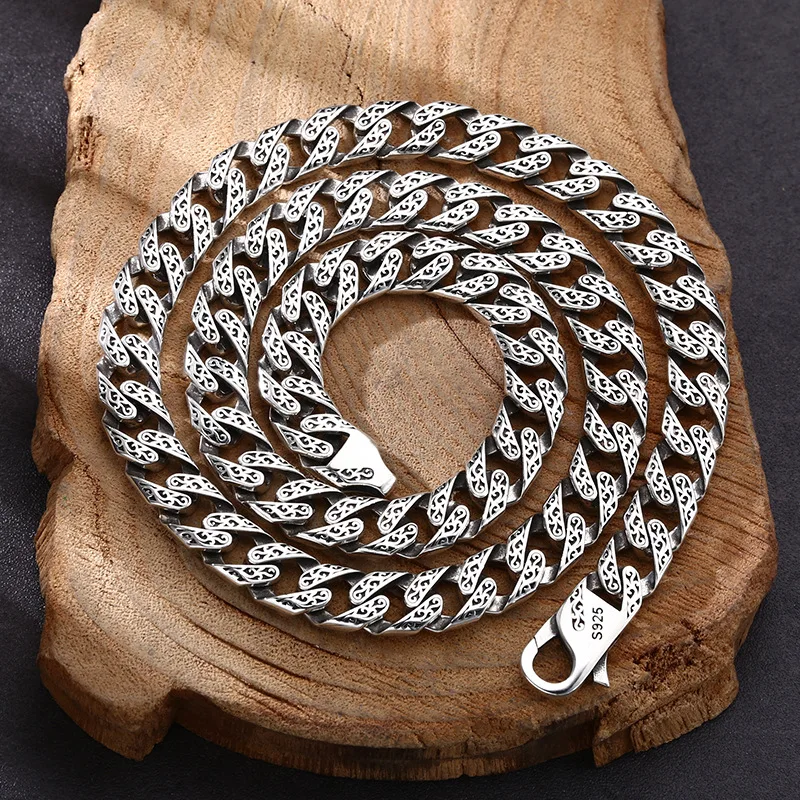 silver necklace personalized Seiko Tang grass pattern necklace necklace men and women same style trendy unique ornament