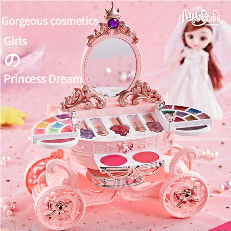 Conjunto de cosméticos de brinquedo infantil, Penteadeira colorida, simples, todas as meninas, caixa de maquiagem, batom, Princess Nail Art