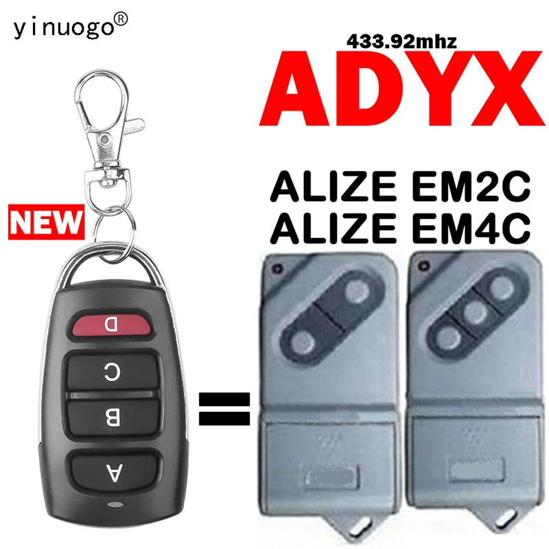 ADYX ALIZE EM2C EM4C Garage Door Opener Remote Control Duplication 4 Channels 433.92MHz Fixed Code Transmitter ADYX ALIZE EM2C