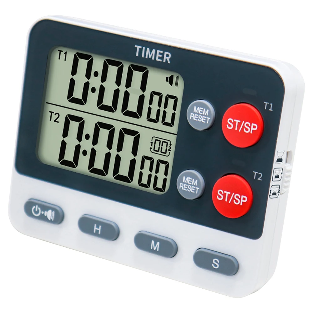 Dual Digital Timer Multifunctional Count UP/Down Timer with Memory Function Cooking Timer Portable for Workout Sports