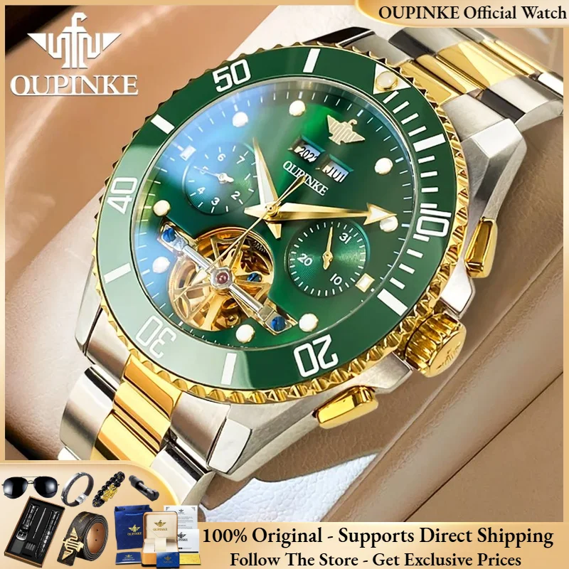 

OUPINKE 3229 Men Watch Diving Series Luxury Automatic Mechanical Watch Skeleton Waterproof Luminous Sports Calendar Men Watch