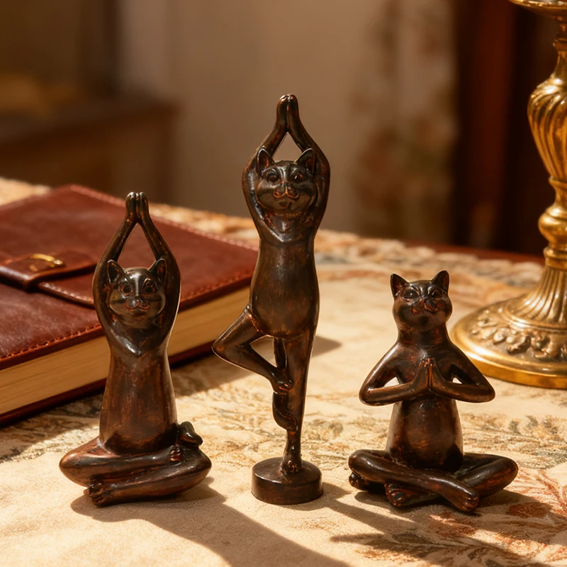 3 Harz-Yoga-Katzenfiguren: Med – Home Decor Zen Style Bewertung und Preis