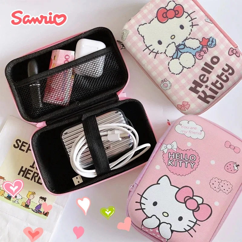 Sanrio Hello Kitty Storage Bag Anime Kuromi Pochacco Data Cable Charger Travel Earphone Cord Sorting Storage Protective Case